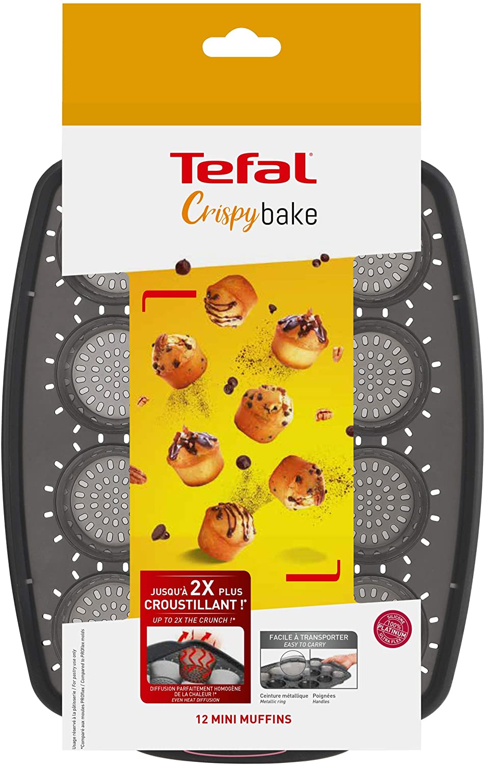 Crispybake Moule 12 mini muffins- 29X21cm- Tefal J4170214 – Orca