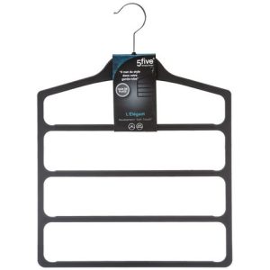 Cintre en plastique 4 barres antidérapant-noir-151545