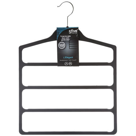 Cintre en plastique 4 barres antidérapant-noir-151545