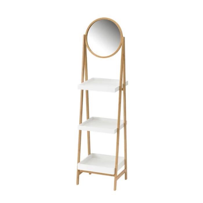 Étagère en bambou/mdf 3 niveaux miroir-39x40x160cm-160907 - Image 3