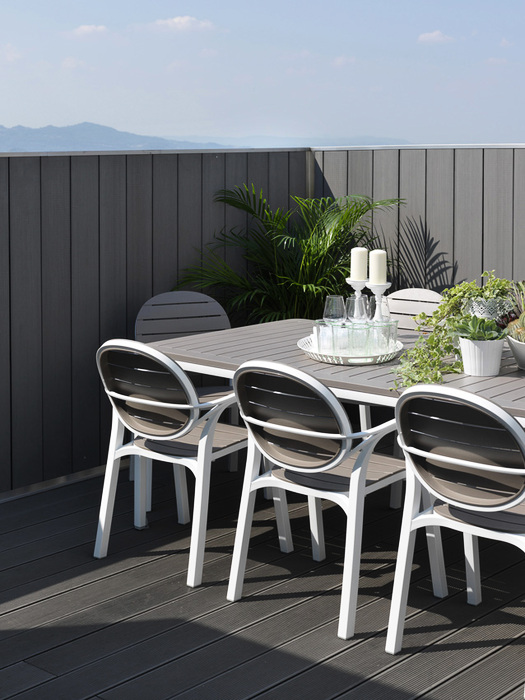 Fauteuil en resine mod palma-59x56,5x86cm-pietement tubulaine col blanc - Image 2