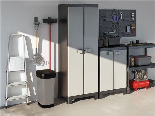 Armoire Haute Logico Noir-Gris Clair-Plastique-65 x 45 x 182 cm – Image 3