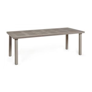 Table extensible-160-x220x100x74cm-mod libeccio plateau pied aluminons col taupe