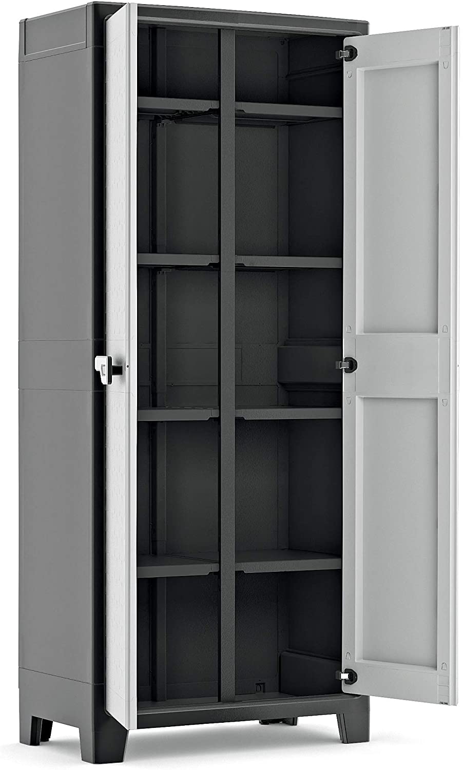 Armoire Haute Utilitaire TITAN-Noir/Gris-80 x 44 x 182 cm-Plastique - Image 2