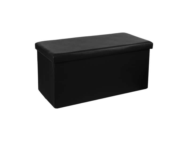 Chaise coffre de rangement pliable double-76x37x37cm-noir-167847B