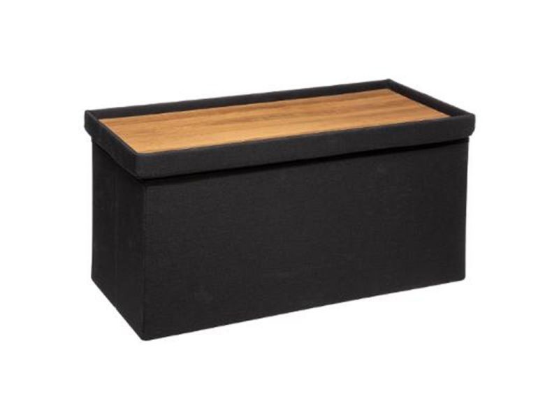 Chaise coffre de rangement pliable double-76x37x37cm-noir-167847B - Image 3