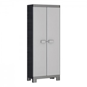 Armoire Haute Logico Noir-Gris Clair-Plastique-65 x 45 x 182 cm