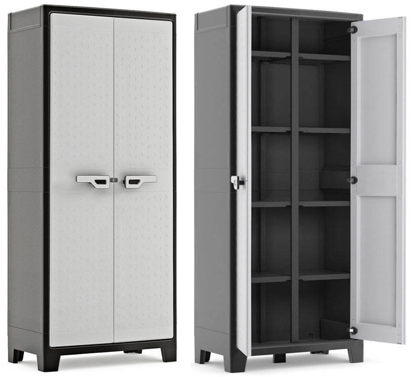 Armoire Haute Utilitaire TITAN-Noir/Gris-80 x 44 x 182 cm-Plastique - Image 4
