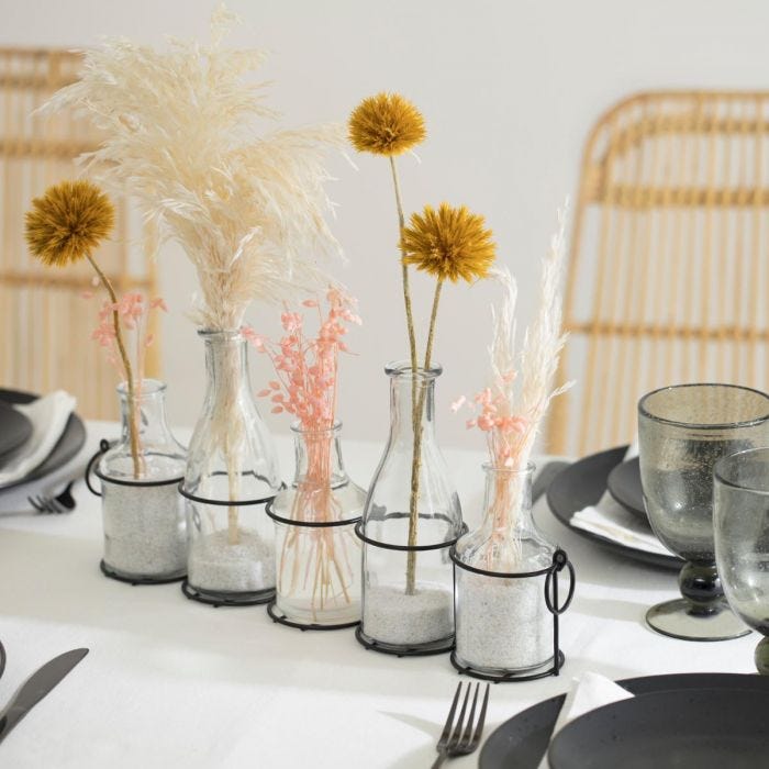 Ensemble de 5 soliflores en verre et métal - Image 2