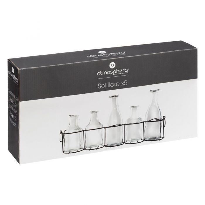 Ensemble de 5 soliflores en verre et métal - Image 3