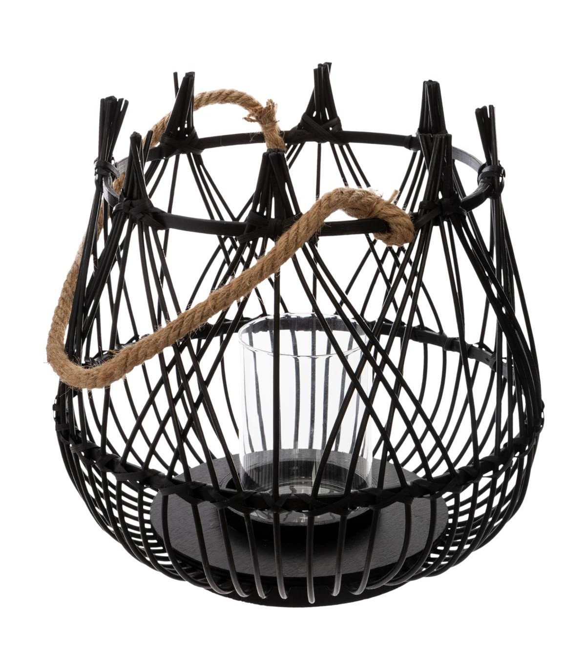 Lanterne Photophore Panier en Bambou-H 31 cm-Terre sauvage