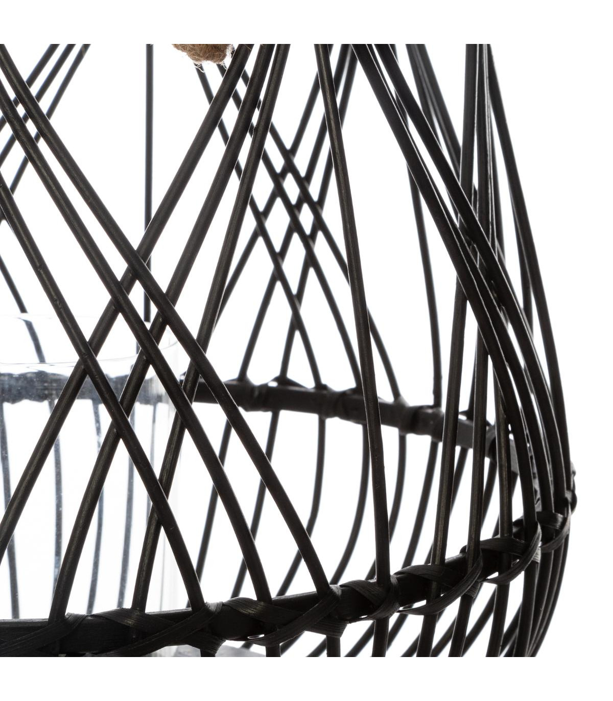 Lanterne Photophore Panier en Bambou-H 31 cm-Terre sauvage - Image 3