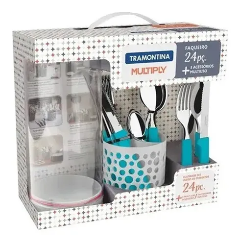 Ménagère 24pcs+3accessoires multiply- bleu clair