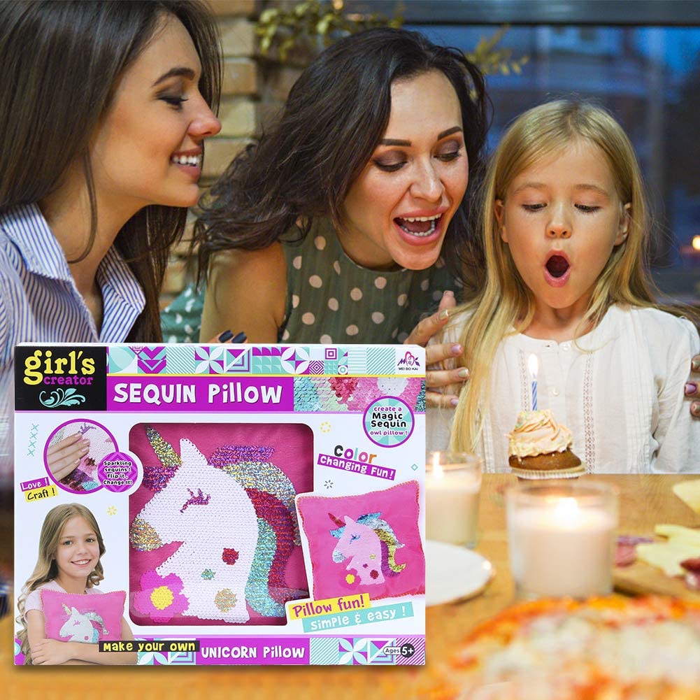 JEU SEQUIN PILLOW COUSSIN SEQUIN LICORNE A CONFECTIONNER +5ANS - Image 2