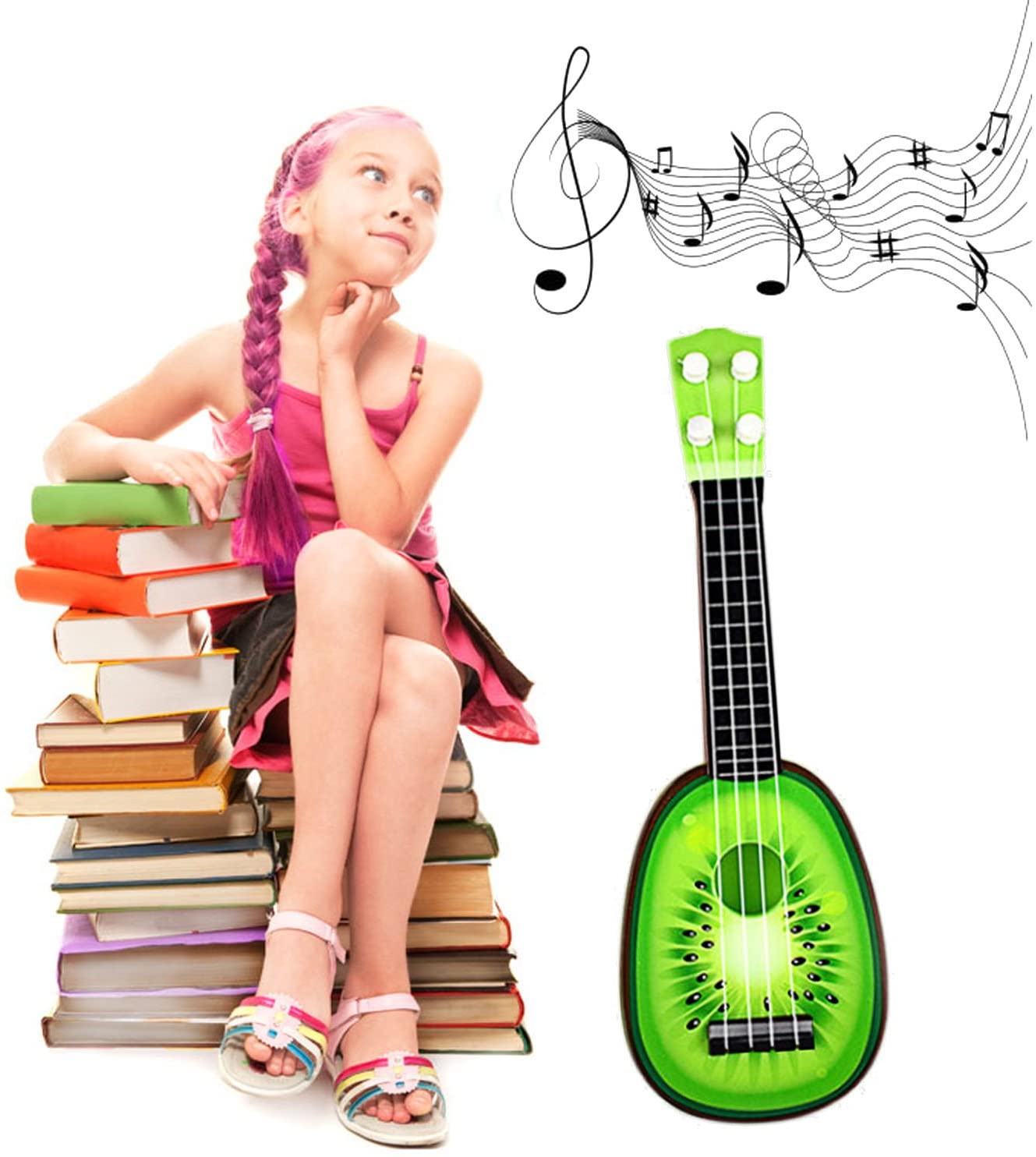 Fanuse BéBé Enfants éDucatifs Instrument de Musique Jouet Guitare en Gros Fruits Guitare Peut UkuléLé Kiwi 