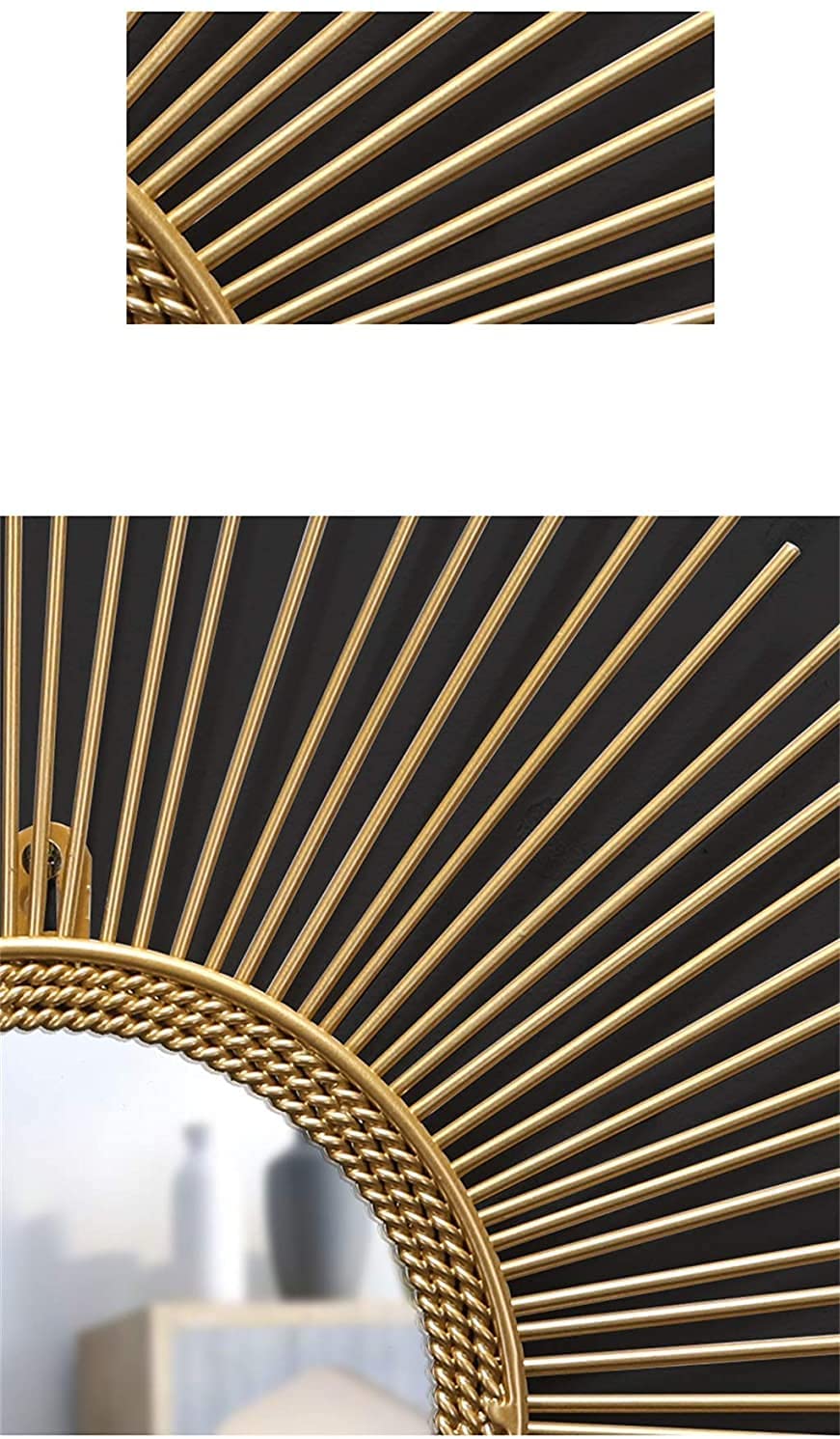 MIROIR ROND CADRE EN METAL DORE FORME SOLEIL - 107CM – Image 2