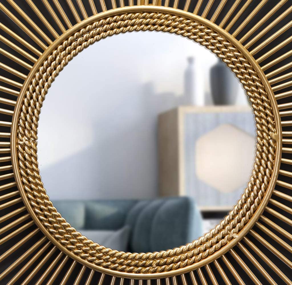 MIROIR ROND CADRE EN METAL DORE FORME SOLEIL - 107CM – Image 3