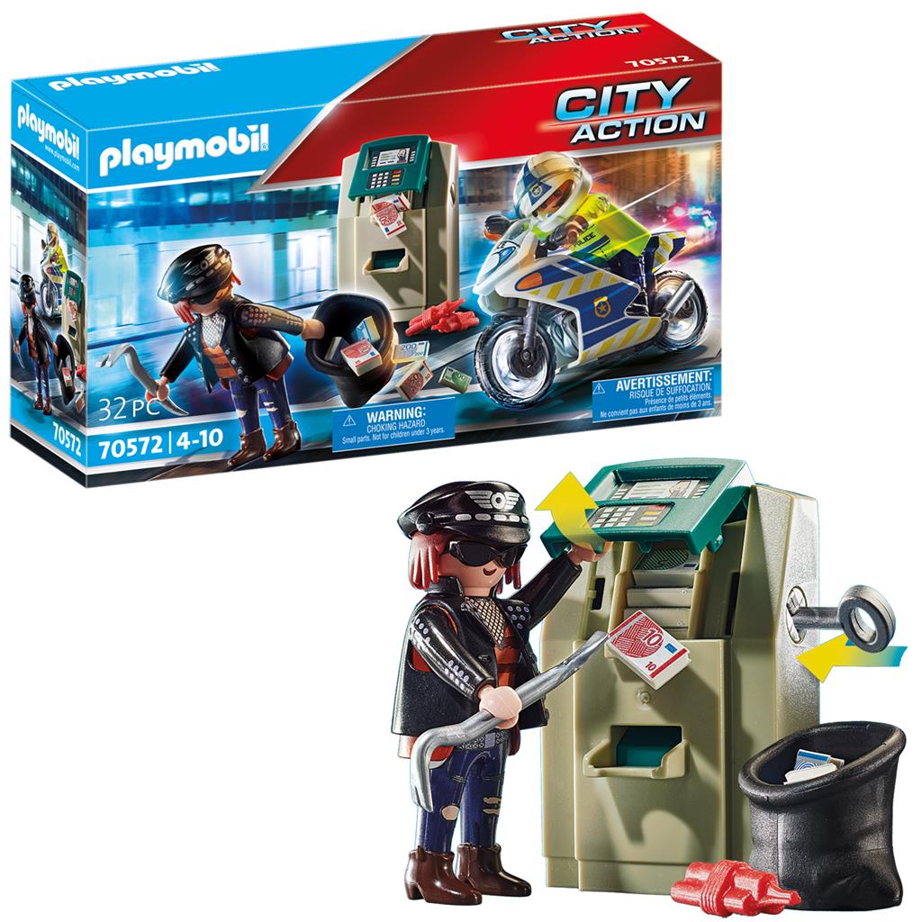 Playmobil city action policier avec moto et voleur-32pcs-4-10ans – Orca