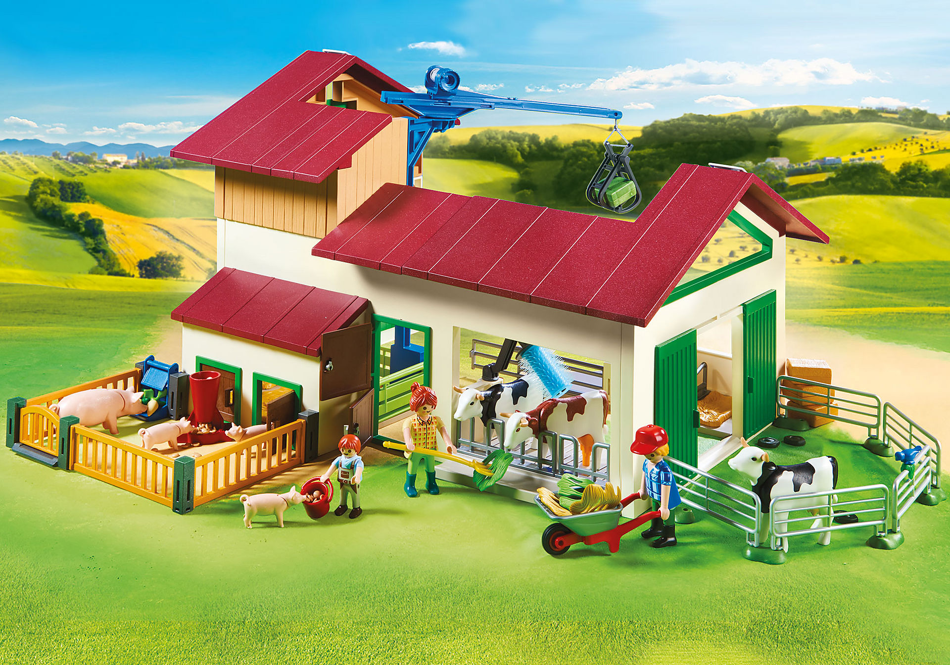 Playmobil country grande ferme avec silo et animaux-255pcs-4-10ans
