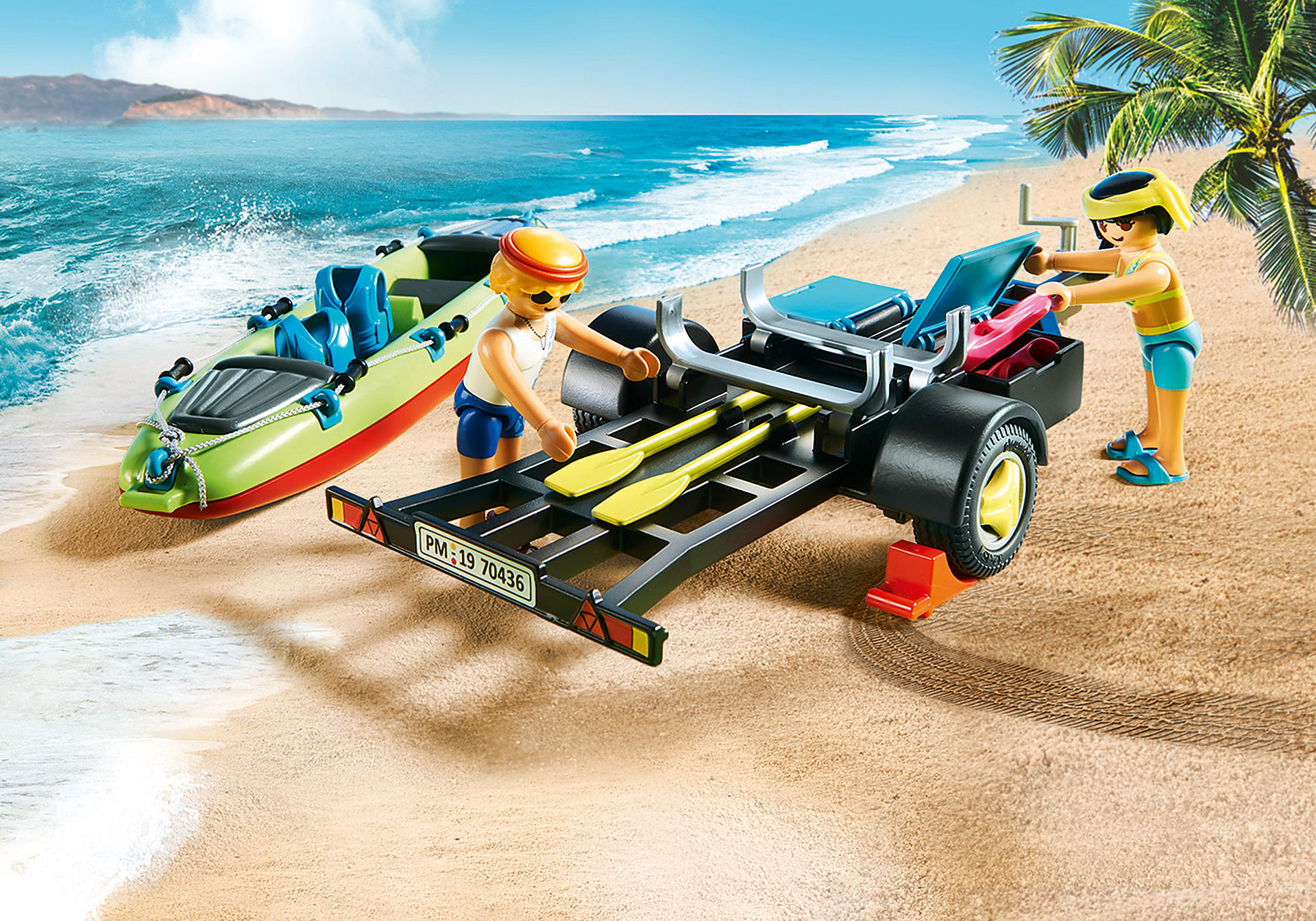 Playmobil Kayak Canoë Avec Pagaie - Bateau Vintage D'occasion Pour Jouets Aquatiques