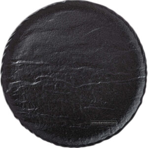 PLAT ROND EN FINE PORCELAINE NOIRE-33CM