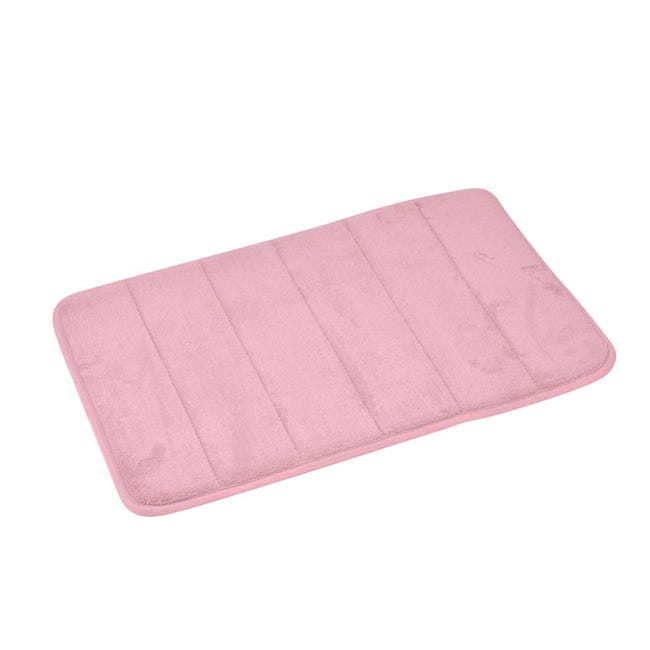 Tapis De Bain Antidérapant Mémoire De Forme – 65x35 Cm, PVC, Ventouses, Rose