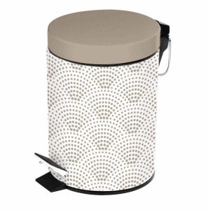 Poubelle 3l en métal a pédale minéral beige taupe