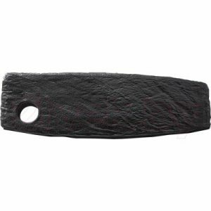 PLAT A SERVICE EN FINE PORCELAINE NOIR-32.5X10CM