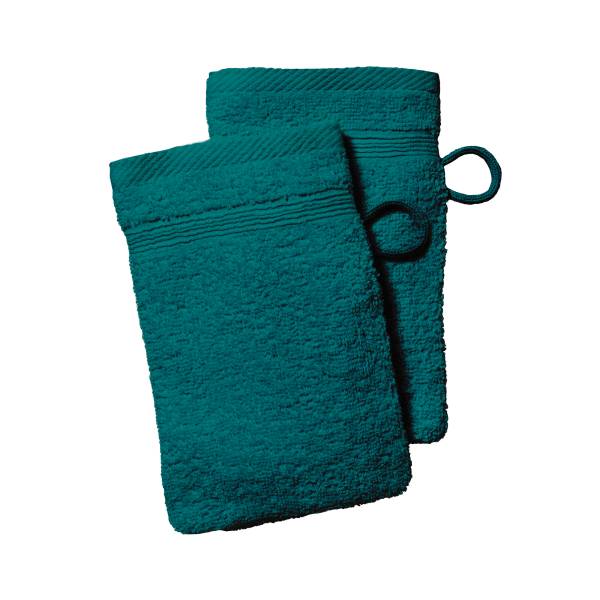 Lot de 2 gants de toilette - vert, Linge de lit & Déco