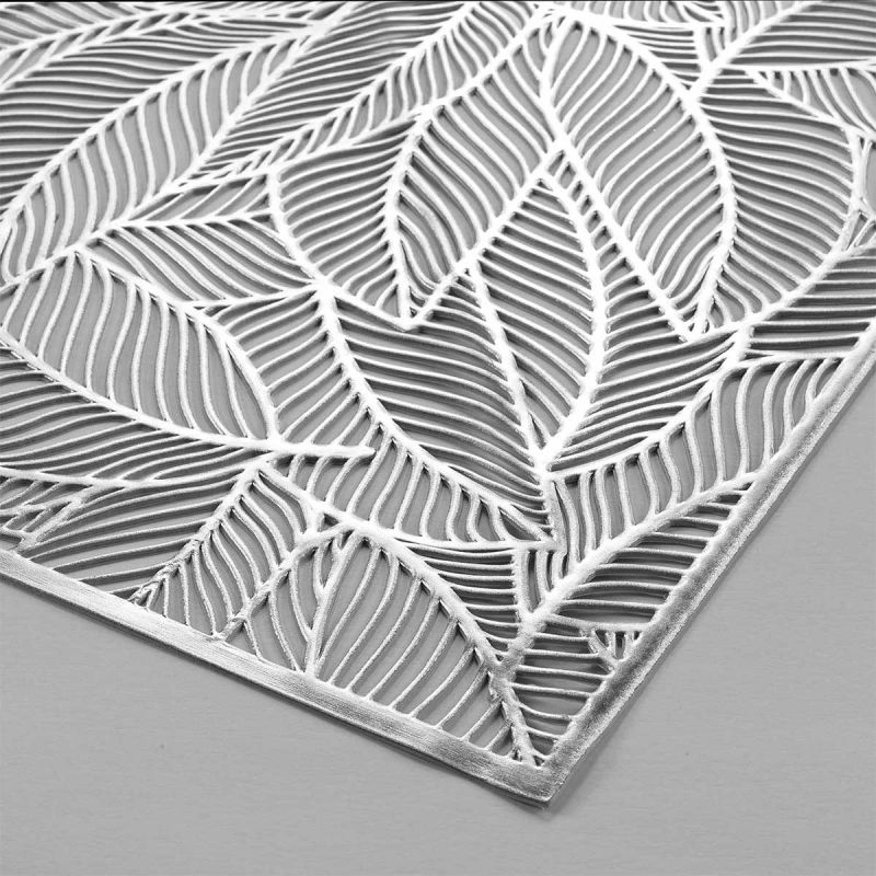 Set De 6 Sets De Table PVC Lavables 45x30 Cm - Motif Feuilles Doré, Antidérapant Et Résistant à La Chaleur