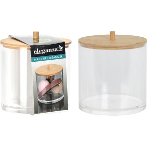 Organiseur de maquillage en polystyrène-bambou rond