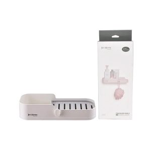 Etagère de sdb en plastique adhesive-23x9,5x5cm-blanc-gris