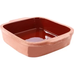 PLAT A FOUR EN POTERIE-23X23CM-MARRON CARRE