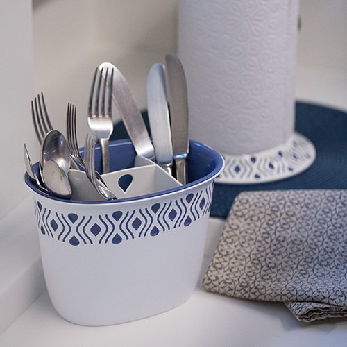 PORTE COUVERTS EN PLASTIQUE-TOSCA BLANC/BLEU