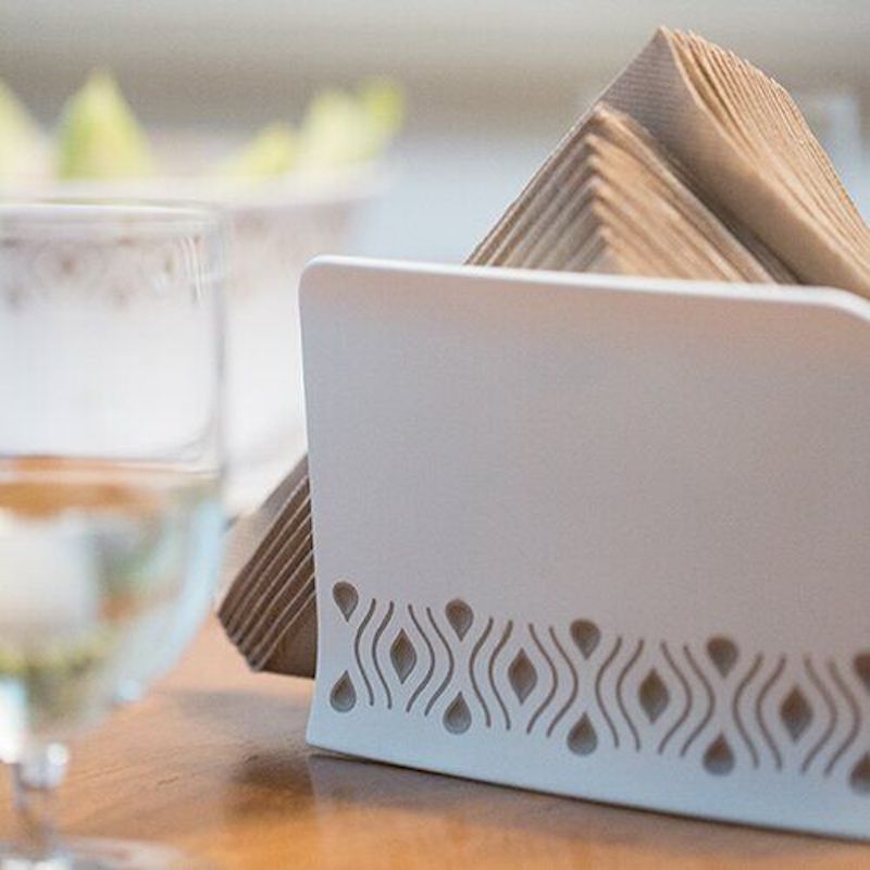 PORTE SERVIETTE DE TABLE EN PLASTIQUE-TAUPE BLANC-TOSCA