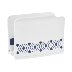 PORTE SERVIETTE DE TABLE EN PLASTIQUE-BLANC BLEU -TOSCA