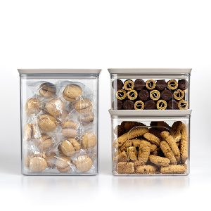 POT A PROVISION EN PLASTIQUE HERMETIQUE-3PCS-GRIS/BLANC