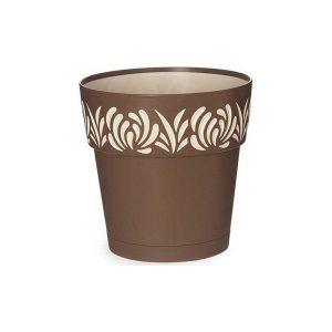 POT DE FLEUR EN PLASTIQUE ROND-30CM-GAIA TAUPE BEIGE