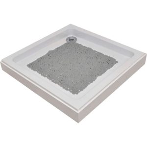 tapis fond de baignoire-50x50cm-en pvc gris perle