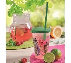 Gobelet paille-500ml-motif Hawaï fleur feuilles – Image 2