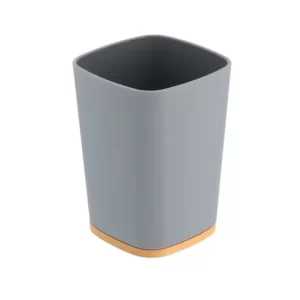 Gobelet de douche en plastique gris socle en bambou