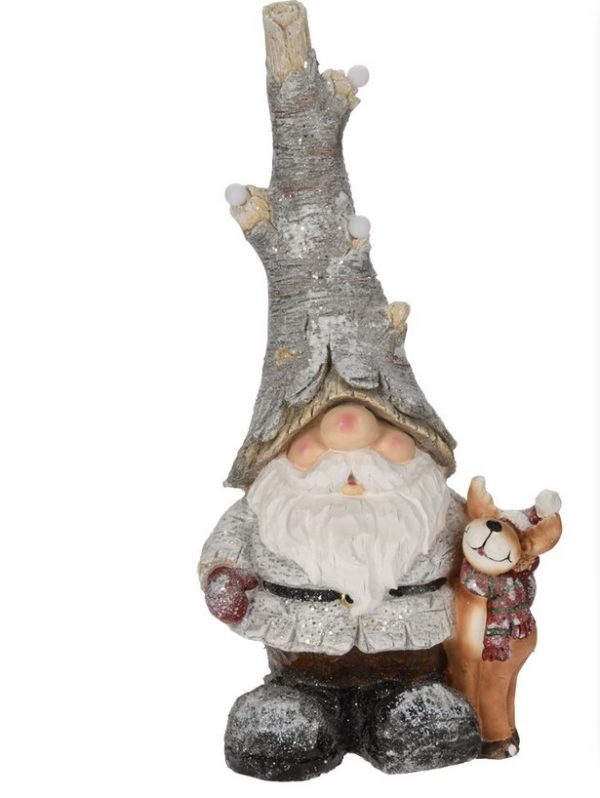 DECO NOELPERE NOEL LUMINEUXGRIS/BLANC+ECUREUILLUMINEUX Orca