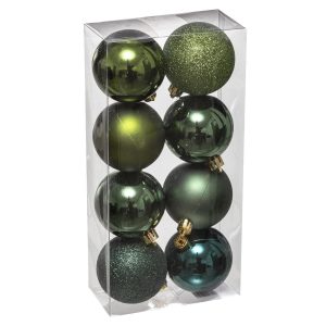 Noel boule de sapin-7cm-set de-8pcs-vert olive