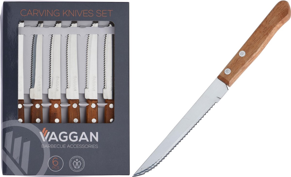 Couteaux a steack manche en bois set de-6pcs – Image 2