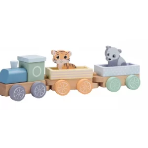 TRAIN EN BOIS AVEC ANIMAUX+18MOIS