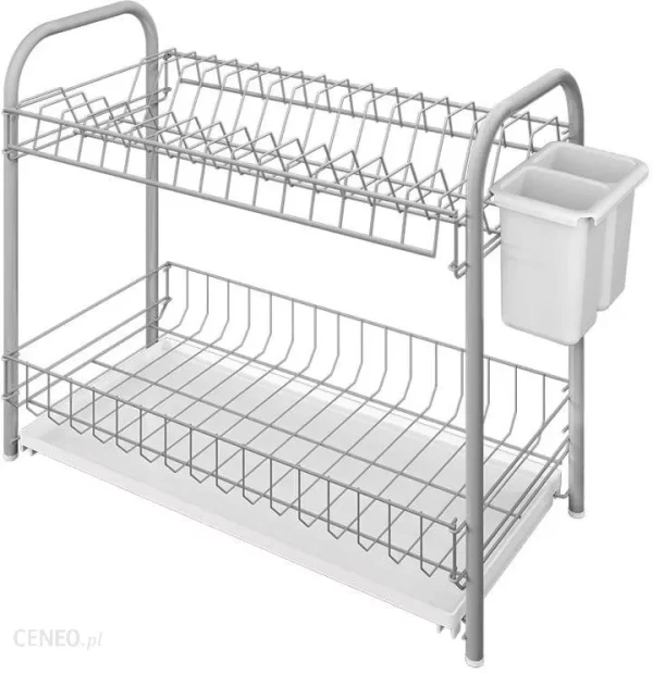 Égouttoir à Vaisselle MSV Sakura - Plateau Acier Chromé, Blanc - Design élégant, Fonctionnel Et Robuste