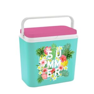 Glaciere-24L-atlantic-vert/rose-motif fleurs