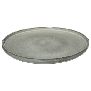 ASSIETTE PLATE EN FAIENCE-RONDE-27CM-VERT KAKI