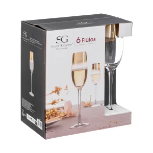FLUTE A CHAMPAGNE-21CL-6PCS-TRANSPARENT DORE