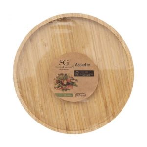 Assiette plate ronde en bambou-26,5cm-naturel
